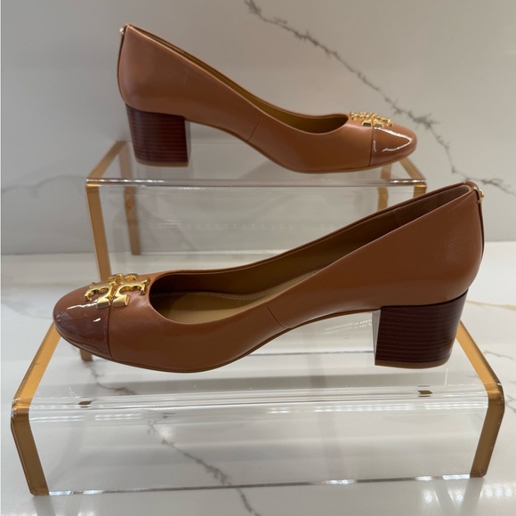 Tory Burch Brown and Gold Block Heels - Picture 2 of 7